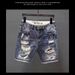 Men's Clothing Korean Style Trendy Men's Summer Trendy Ripped Denim Shorts For Boys Internet Celebrities The Same Style Cool Retro Casual Shorts Trend_viptrois.com