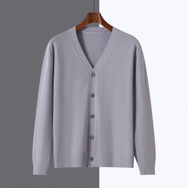 New Autumn Winter V-Neck Knitted Cardigan Coat Andy Velvet Long Sleeve Loose Plus Size Gentleman Men's Sweater Wholesale_viptrois.com