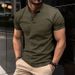 Unbeatable Quality Summer Short Sleeved Men's New Solid Color Henry Collar Button Slim Fit Ball Shirt_viptrois.com