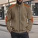 Men's Heavyweight Cotton Fleece Jacket Autumn Winter Solid Color Patchwork Long Sleeve Zipper Cardigan European Style Outerwear_viptrois.com