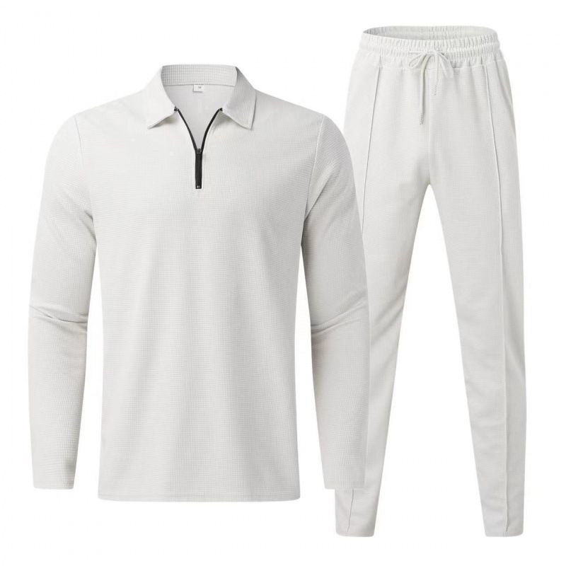 Men's Sporty Casual Two Piece Set Long Sleeved Pants Spring Autumn_viptrois.com