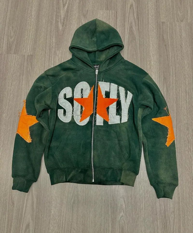Men's Trendy Casual Short Hooded Sweatshirt 2025 New 103D Digital Print Five Pointed Star Zipper Cardigan Loose Jacket_viptrois.com