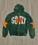 Men's Trendy Casual Short Hooded Sweatshirt 2025 New 103D Digital Print Five Pointed Star Zipper Cardigan Loose Jacket_viptrois.com
