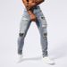 Men's Clothing Men's Casual Ripped Jeans Personality Patch Ins Tight Trousers Jeans_viptrois.com