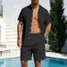 Men's Clothing Summer Linen Cardigan Shirt And Beach Shorts 2 Piece Casual Set Short Sleeved Clothing_viptrois.com