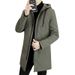 Solid Color Mid-Length Thickened Jacket For Men Winter New Youth Warm Hooded Cotton Coat_viptrois.com