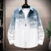 Men's Clothing Denim Jacket Men's Green Personality Large Letter Printing Teenagers Middle School Students Jacket_viptrois.com