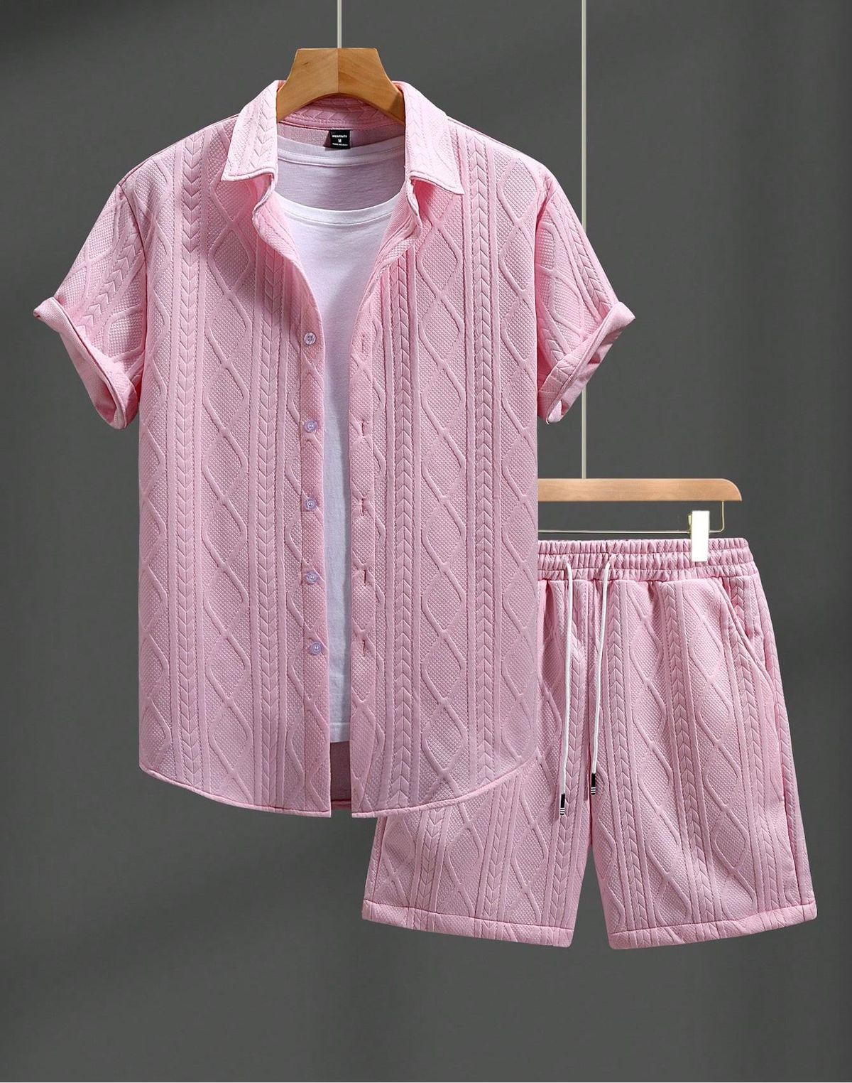 Men's Clothing Casual Shirt Short Sleeved Beach Pants Suit_viptrois.com