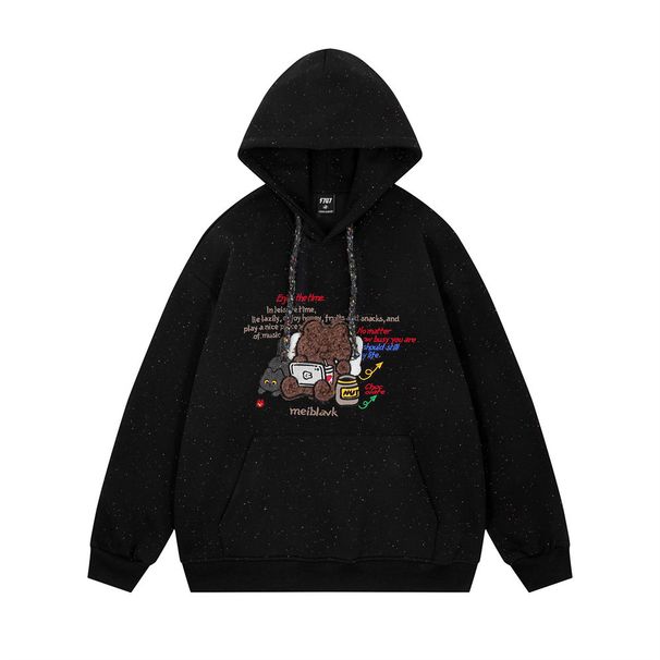Fun Cartoon Bear Embroidered Hoodie Men's Loose Casual Long Sleeve Pullover Vibe Trendy Brand Sweatshirt Autumn_viptrois.com
