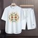 Men's Clothing 2024 Waffle Casual Summer Suit Men's Loose Teen Short sleeved T shirt Shorts Handsome Two piece Suit_viptrois.com