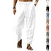 Men's Clothing Summer Men's Hip Hop Breathable Loose Casual Sports Linen Trousers_viptrois.com