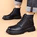 European Warm Series 2025 New High-top Thick-soled British Style Trendy Martin Men's Warm Fleece-lined Work Boots_viptrois.com
