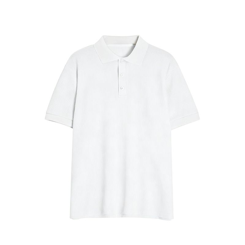 Men's Clothing Summer Men's Waffle Shirt Solid Color Lapel Short Sleeve Casual Sports Top For Formal & Casual_viptrois.com