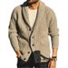 Men's Clothing Fashion Retro Sweater Hot Sale Solid Color Mature Men's Solid Color Lapel Long Sleeve Outer Wear Knitted Sweater_viptrois.com