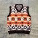 Unisex Striped Knit Vest - Oversized V-Neck Sleeveless Sweater (S-Xl, Coffee Brown) Fashion Trends Versatile Layering_viptrois.com