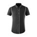 Men's Stylish Contrast Trim Short-Sleeve Shirt – Slim-Fit Breathable Cotton With Wrinkle-Resistant Finish (White, Black)_viptrois.com