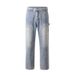 Men's Clothing High Street Water Washed Vibe Style Loose Patch Pocket Stitching Zipper Jeans Logging Pants_viptrois.com