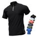 Men's Clothing Short Sleeved Open Tube Polo Shirt Quick Drying Half Zip Stand Up Collar Sports T Shirt Fitness Top_viptrois.com