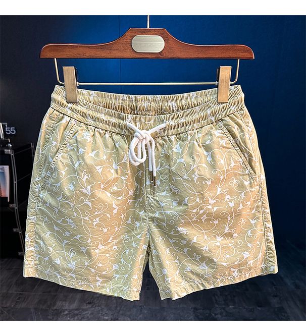 Men's Summer Casual Printed Shorts Loose Fit Plus Size Straight Leg Trendy Versatile Stylish Five Point Pants Mid Waist Drawstring_viptrois.com
