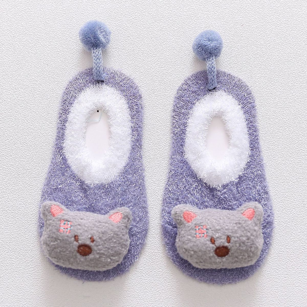 Kid's Clothing New Style Baby Socks In Spring And Autumn 3d Cartoon Doll Children's Anti Slip Floor Socks Feather Yarn Baby Socks_viptrois.com