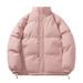 Unisex Streetwear Puffer Jacket – Oversized Winter Coat – Stand Collar – Solid Colors (Black/Beige/Grey/Brown/Pink) – Couple Matching (S-XXXL)_viptrois.com