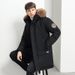 Men's Clothing Men's Long Down Jacket With Fur Hood, Winter Warm Thickened Parka Coat, Loose Fit Casual Overcoat For Youth_viptrois.com