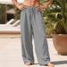 Men's Casual Cotton And Linen Pants European American Style Wrinkled Textured Drawstring Elastic Waist Straight Leg Trousers_viptrois.com