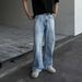 Boy Washed Vintage Casual Jeans For Men Straight Loose European And American High Street Style Long Pants_viptrois.com