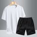 2025 Summer New Couple Ice Silk Short Sleeve Set Men's Women's Fashion Simple And Versatile T-Shirt Outdoor Sports Rest_viptrois.com