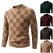 Men's Knit Sweater Pullover Casual Comfort Stretch Fabric Slim Fit Round Neck Long Sleeve (Available In Wine Red/Green/Light Brown/Camel)_viptrois.com