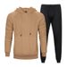 Autumn And Winter Solid Color Sweater Men's Kangaroo Hood Hooded Loose Casual Sports Trousers Two-piece Trendy_viptrois.com