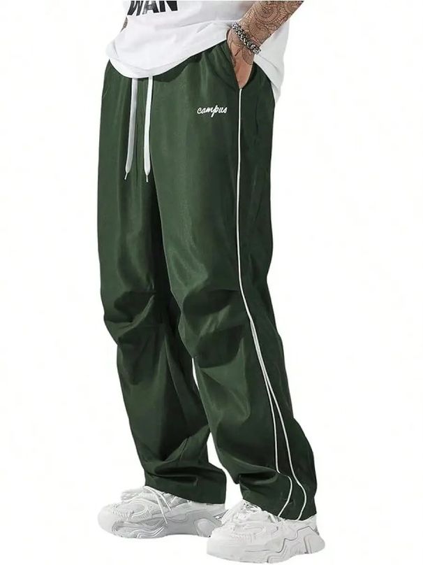 Men's Striped Straight Leg Casual Pants Breathable Quick Drying Wear Resistant Drawstring Commuter Pants Cross Border Trade_viptrois.com