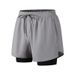 Men's Ice Silk Sports Shorts New Summer Style Double Layered Faux Two-Piece Three Quarter Length Casual Pants For Training Running Fitness_viptrois.com