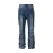 Men's Clothing Street Washed Bamboo Pattern Distressed Dirty Dark Blue Straight Flared Ripped Jeans_viptrois.com