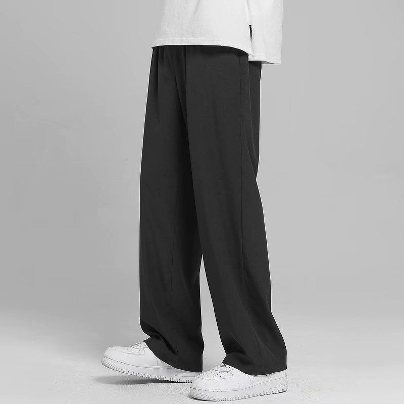 Men's Clothing Summer Thin Loose Straight Wide Leg Casual Trousers Drape Ice Silk Pants_viptrois.com
