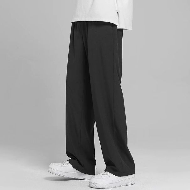 Men's Clothing Summer Thin Loose Straight Wide Leg Casual Trousers Drape Ice Silk Pants_viptrois.com