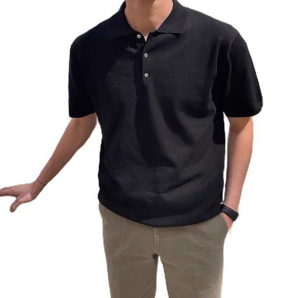 Men's Breathable Short Sleeve Polo Shirt – Relaxed Fit & Moisture-Wicking (S-2XL, Black/White/Beige/Charcoal)_viptrois.com