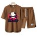 Men's Clothing 2024 Waffle Casual Summer Suit Men's Loose Teen Short sleeved T shirt Shorts Handsome Two piece Suit_viptrois.com
