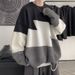 New trendy brand color blocking round neck warm sweater for autumn and winter, men's spliced knit sweater jacket_viptrois.com