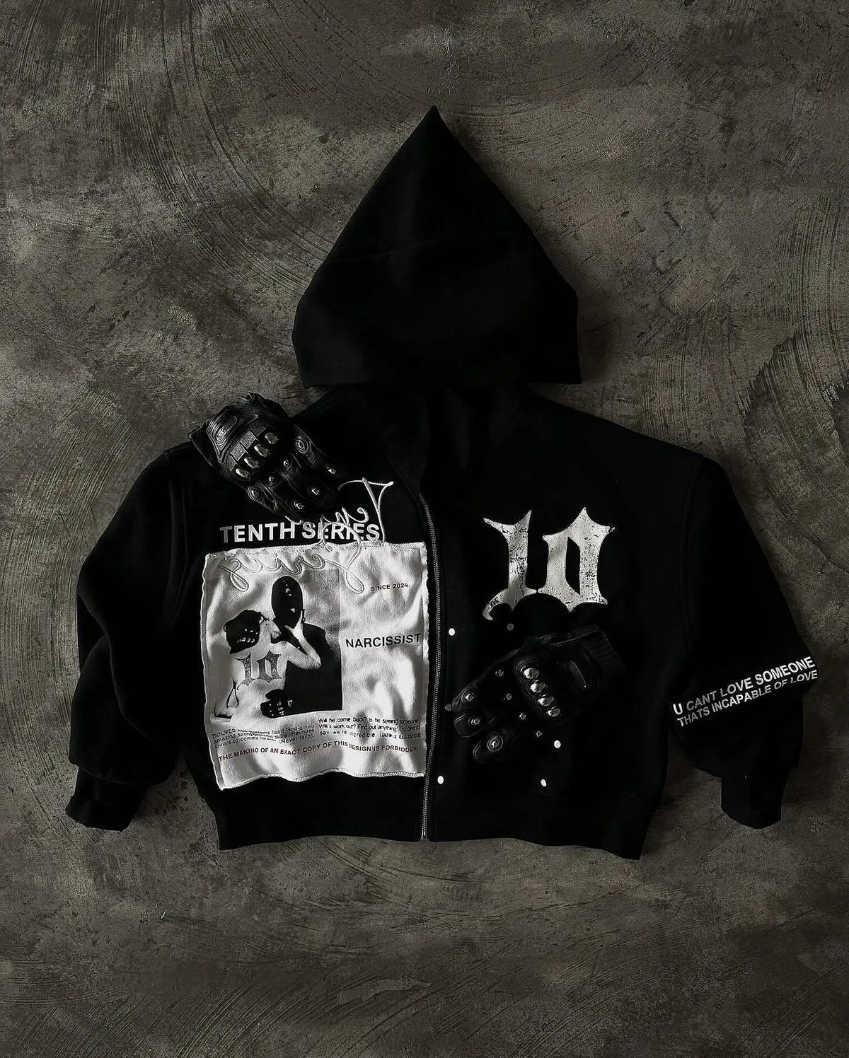 American Zipper Hoodie Y2K Clothes Men's Harajuku Gothic Patch Design Letter Embroidery Oversized Hoodie Sweatshirt Jacket_viptrois.com