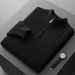 Pure 2022 Autumn Winter New Wool Men's Half Turtleneck Thick Jacquard Zipper Twist Pattern Loose Plus Size Sweater_viptrois.com