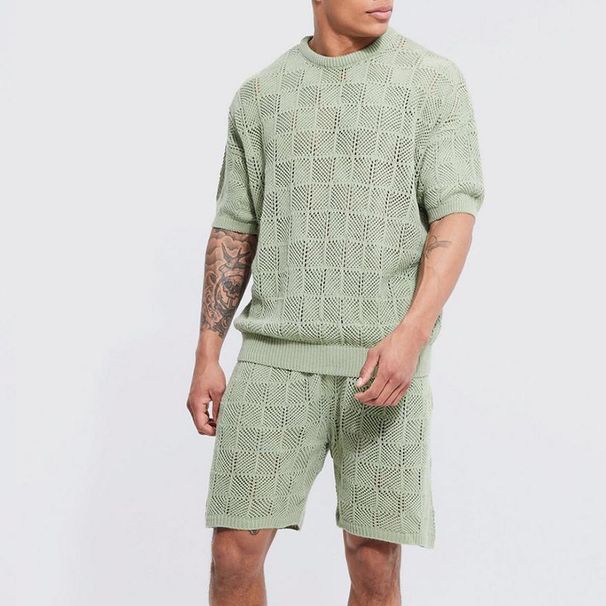 Clothing Set Summer Men's Outfit Sports Loose Short Sleeve Shirt And Shorts For Teenagers_viptrois.com
