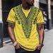 Men's Clothing Fashion Short Sleeved T Shirts Retro Pattern Digital Printing T Shirts Ethnic Style_viptrois.com