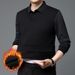 Autumn And Winter Men's Fleece Thickened Fake Two-piece Long-sleeved T-shirt POLO Shirt_viptrois.com