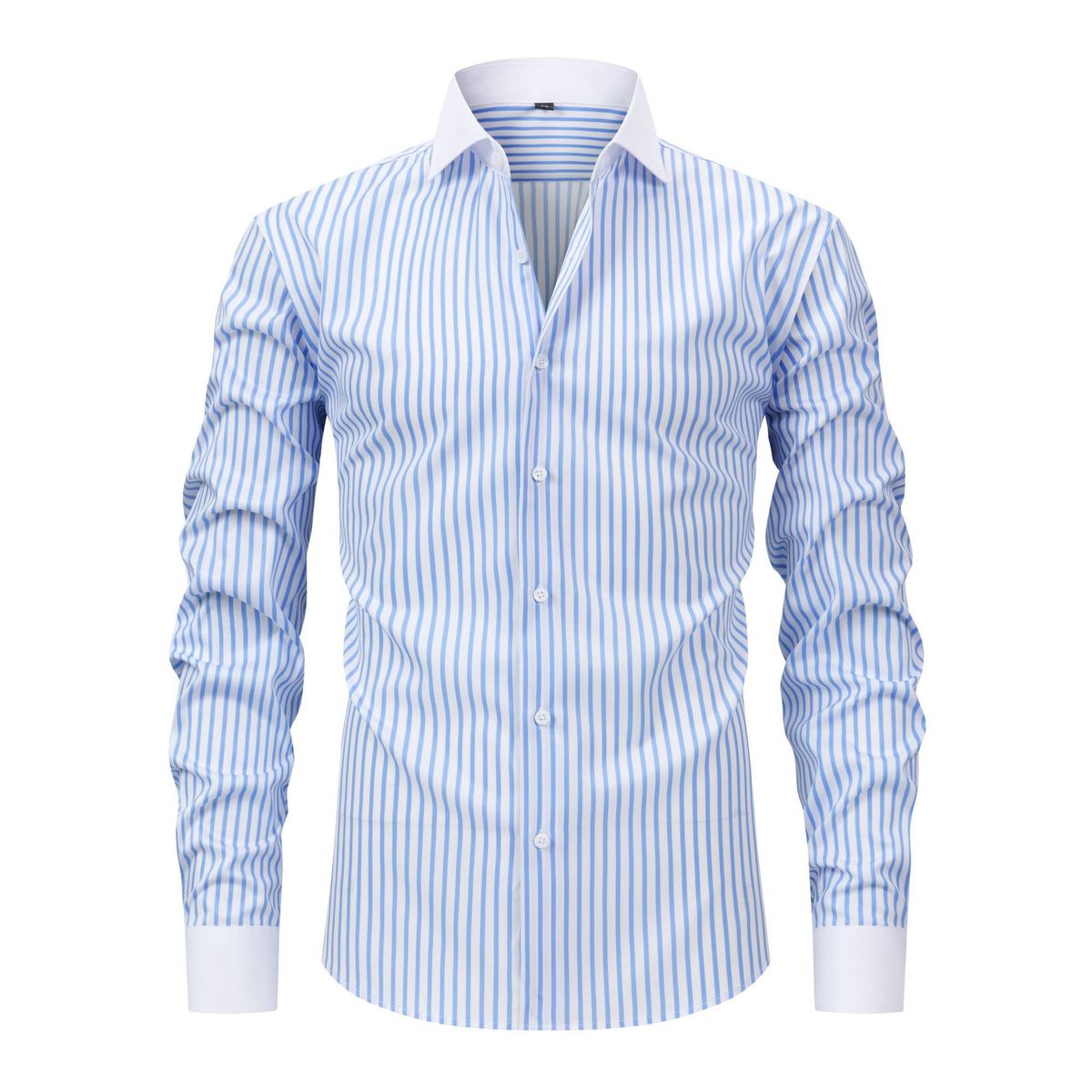 Men's Collar Stretch Non-Iron Dress Shirt - Breathable & Wrinkle-Resistant Polyester Business Casual Shirt For Office & Daily Wear_viptrois.com