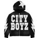 Hip Hop Retro Style Hoodie Unique Letter Print Loose Fit Zip Up Cardigan Men's Clothing_viptrois.com