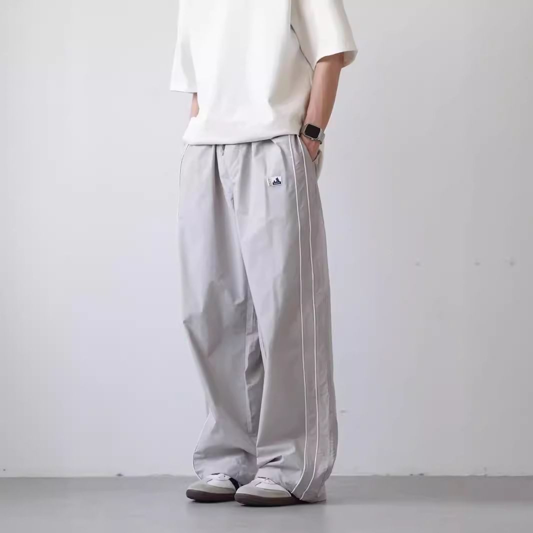 Men's Clothing Summer High Street Striped Sports Casual Trousers Men's Line Contrast Color Straight Trousers Loose Versatile Silhouette Trousers_viptrois.com