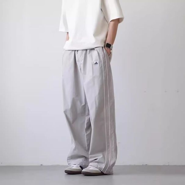 Men's Clothing Summer High Street Striped Sports Casual Trousers Men's Line Contrast Color Straight Trousers Loose Versatile Silhouette Trousers_viptrois.com