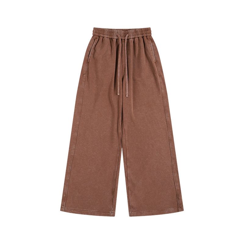 Men's Clothing 350g80 Cotton Washed Old Sweatpants Retro Style Big Terry Big Size Pants OVERSIZE Lace Up_viptrois.com
