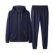 Men's Clothing Autumn hooded sweatshirt suit men's trendy solid color plus fat plus size fat man casual two piece suit fat man sportswear_viptrois.com